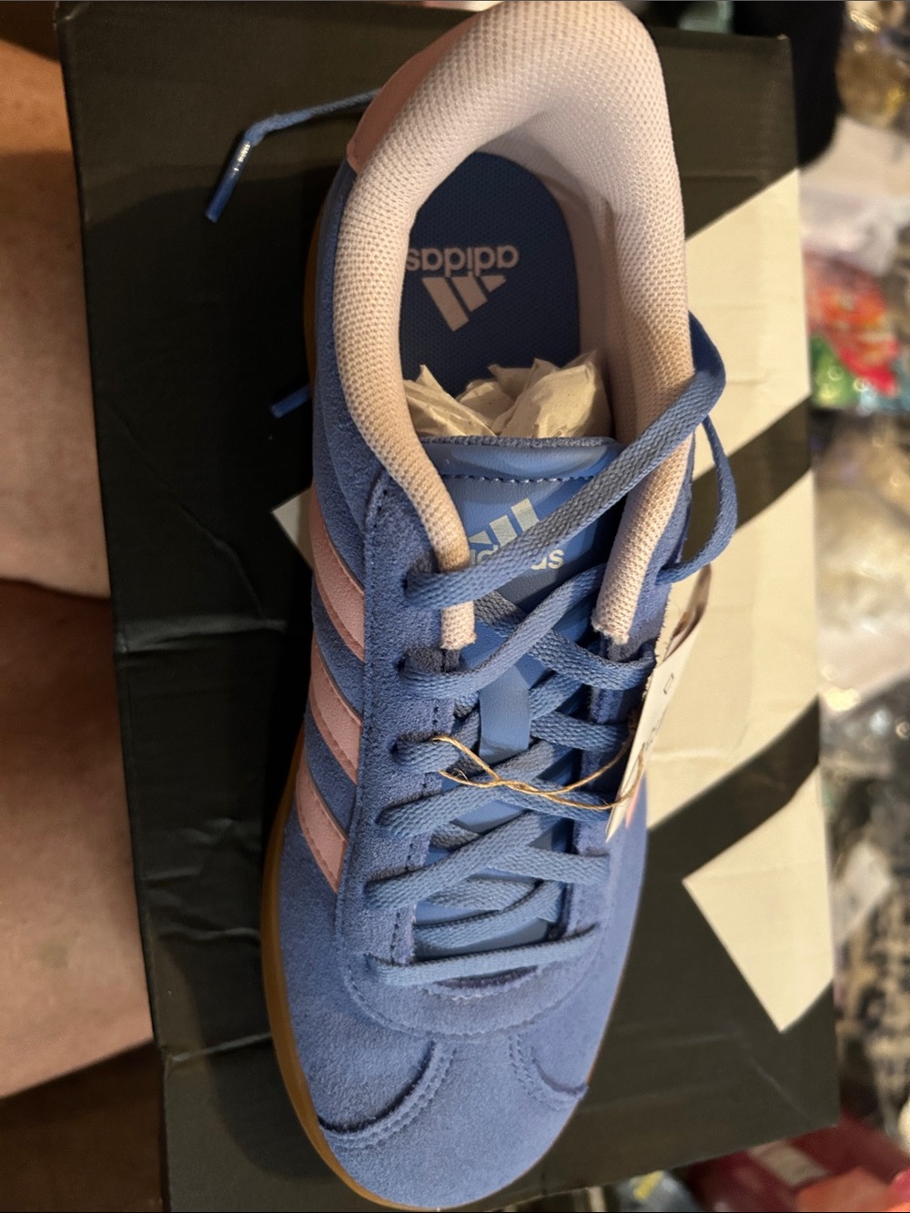adidas Women’s Blue and Pink Suede Low-Top Sneaker